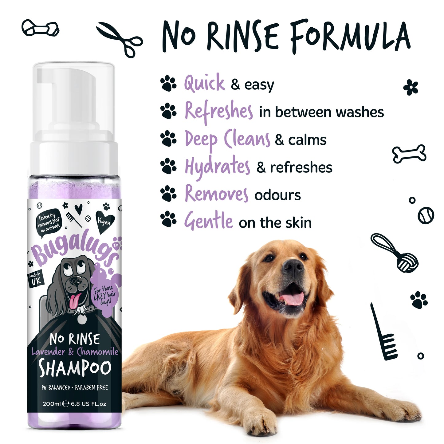 Bugalugs No Rinse Shampoo Lavender & Chamomile 200ml