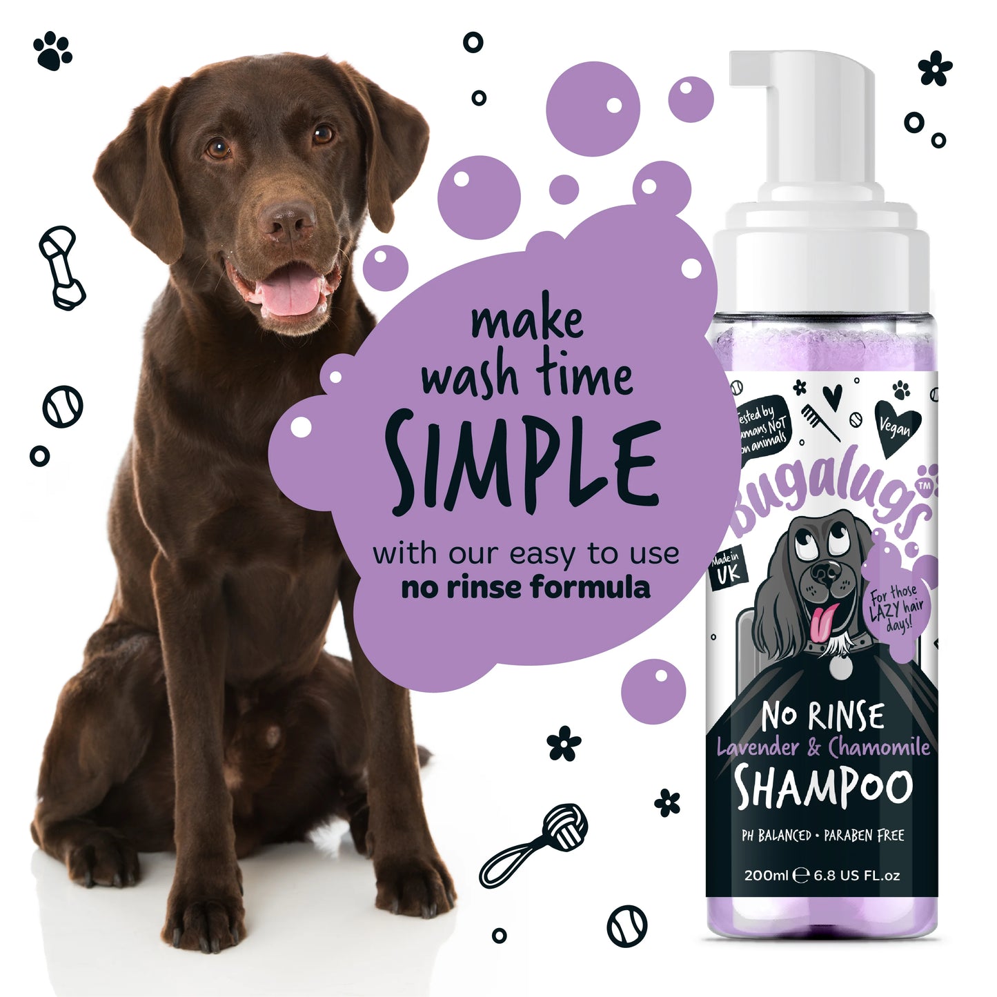 Bugalugs No Rinse Shampoo Lavender & Chamomile 200ml