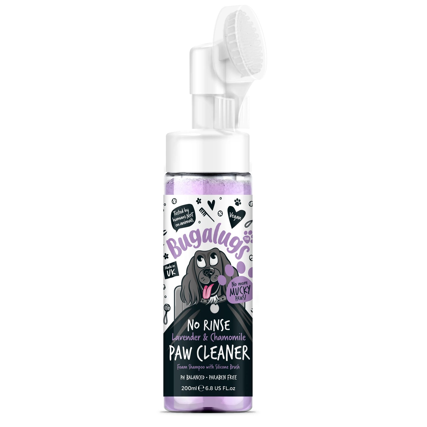 Bugalugs No Rinse Paw Cleaner Foam Shampoo 200ml - Lavender & Chamomile