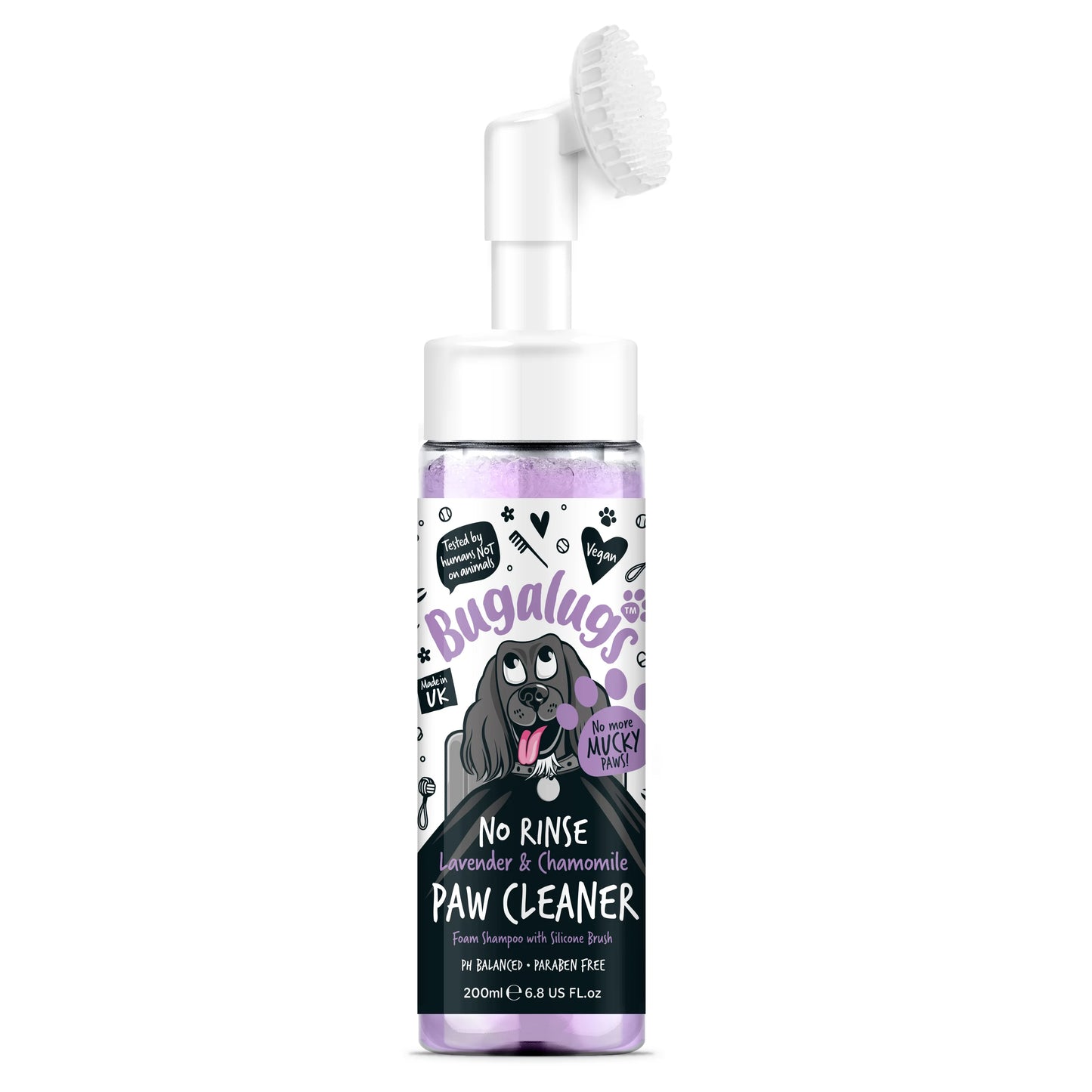 Bugalugs No Rinse Paw Cleaner Foam Shampoo 200ml - Lavender & Chamomile