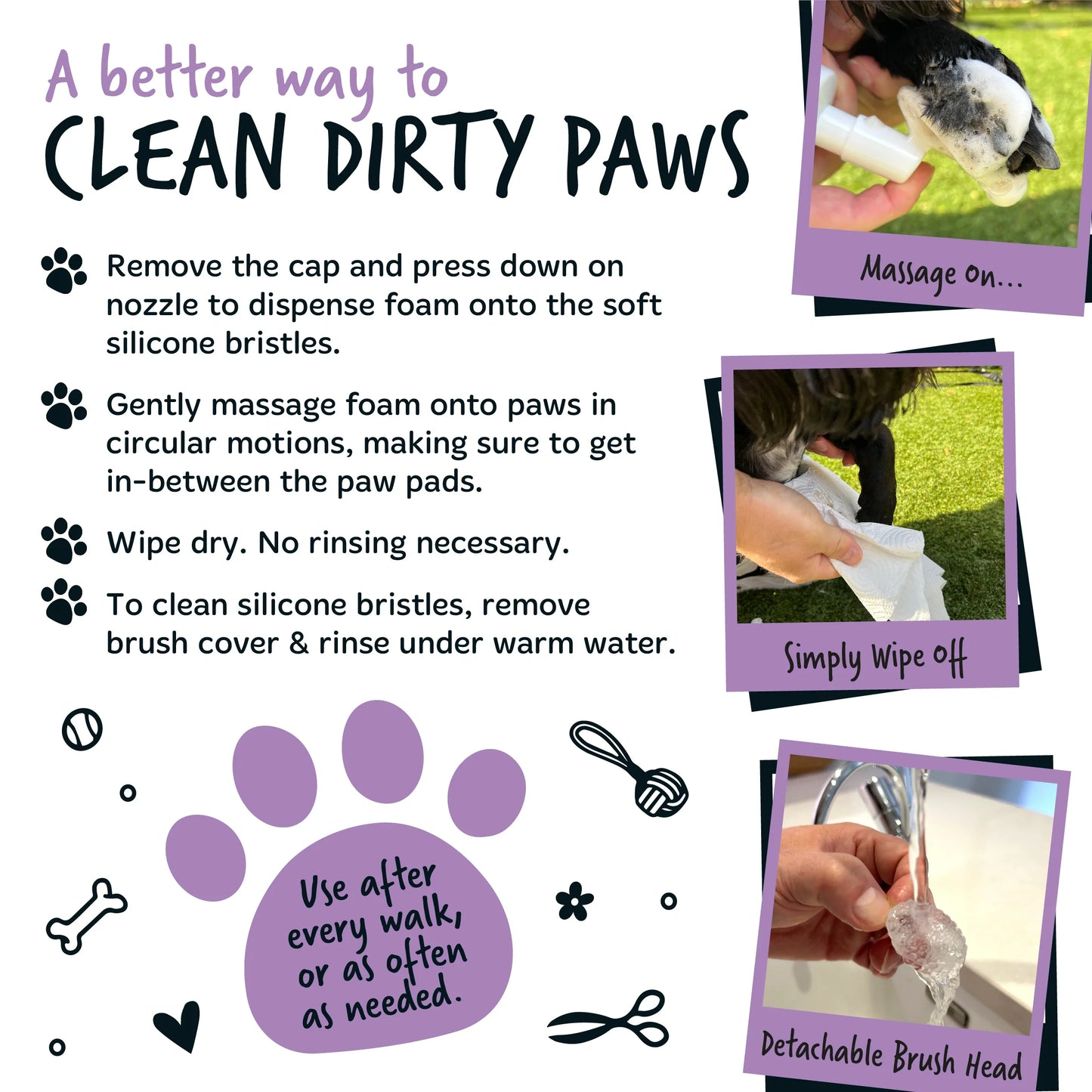 Bugalugs No Rinse Paw Cleaner Foam Shampoo 200ml - Lavender & Chamomile