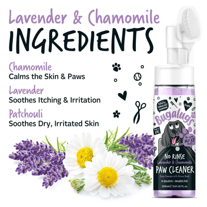 Bugalugs No Rinse Paw Cleaner Foam Shampoo 200ml - Lavender & Chamomile