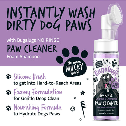 Bugalugs No Rinse Paw Cleaner Foam Shampoo 200ml - Lavender & Chamomile