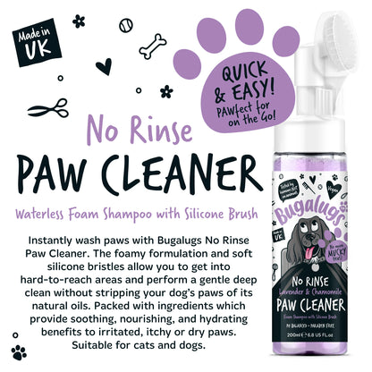 Bugalugs No Rinse Paw Cleaner Foam Shampoo 200ml - Lavender & Chamomile