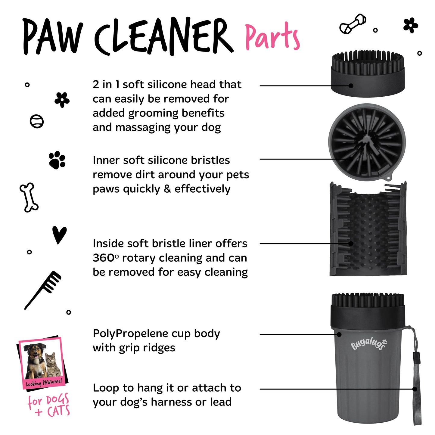 Bugalugs Paw Cleaner - Medium (Black)