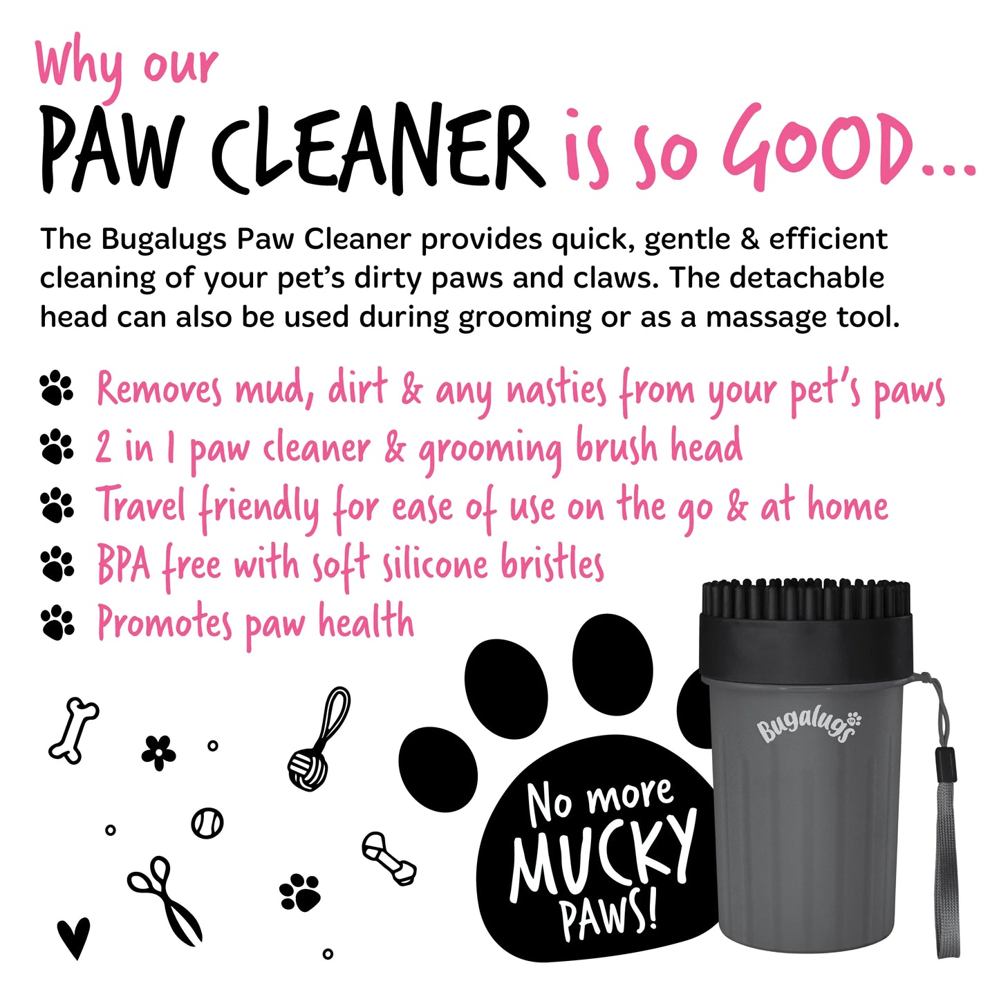 Bugalugs Paw Cleaner - Medium (Black)