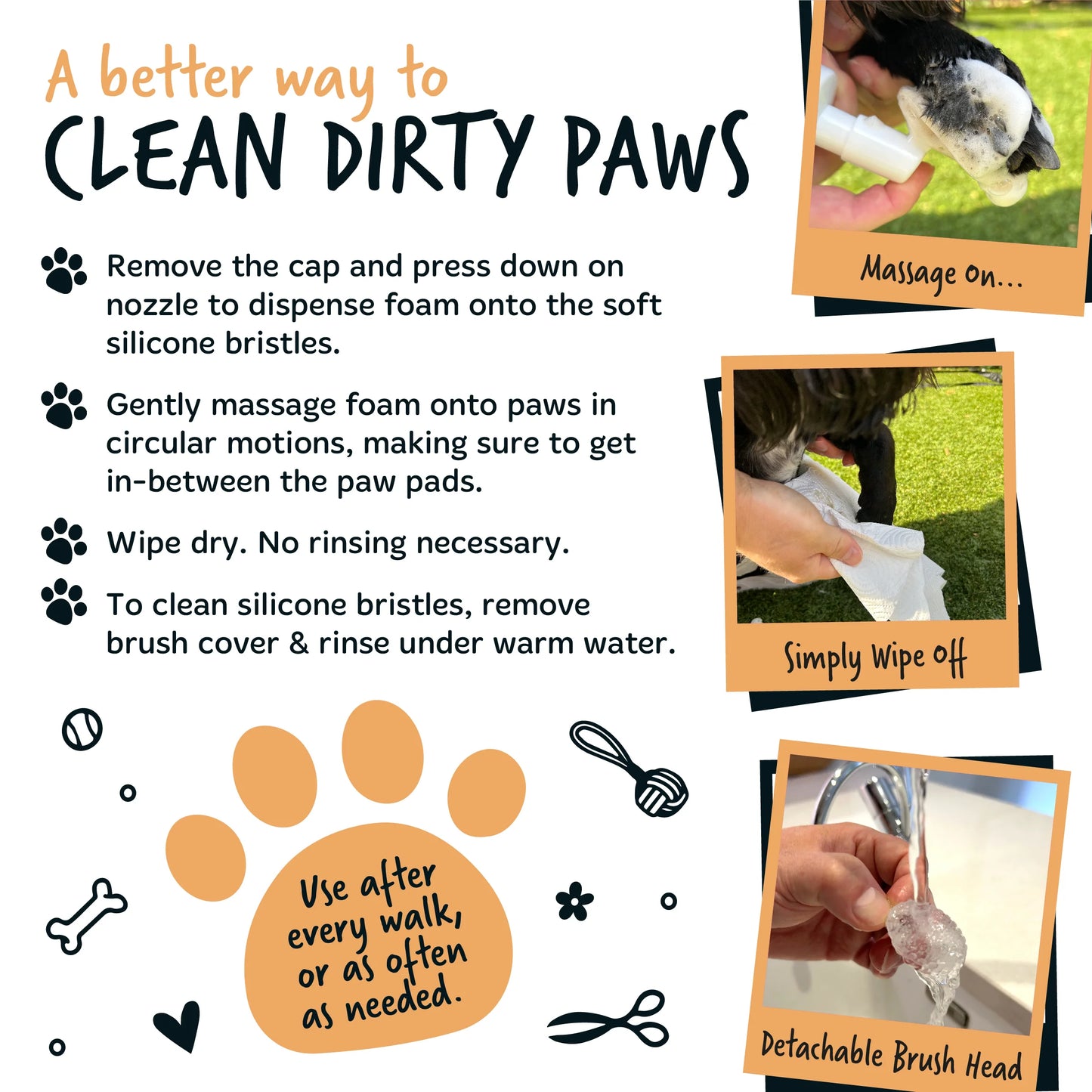 Bugalugs No Rinse Paw Cleaner Foam Shampoo 200ml - Oatmeal