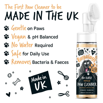 Bugalugs No Rinse Paw Cleaner Foam Shampoo 200ml - Oatmeal