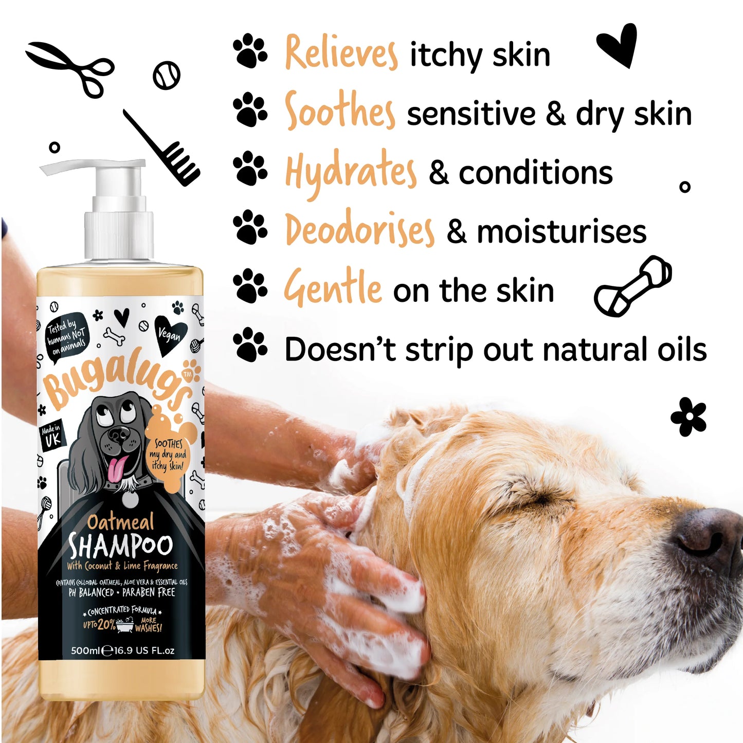 Bugalugs Oatmeal Dog Shampoo 500ml
