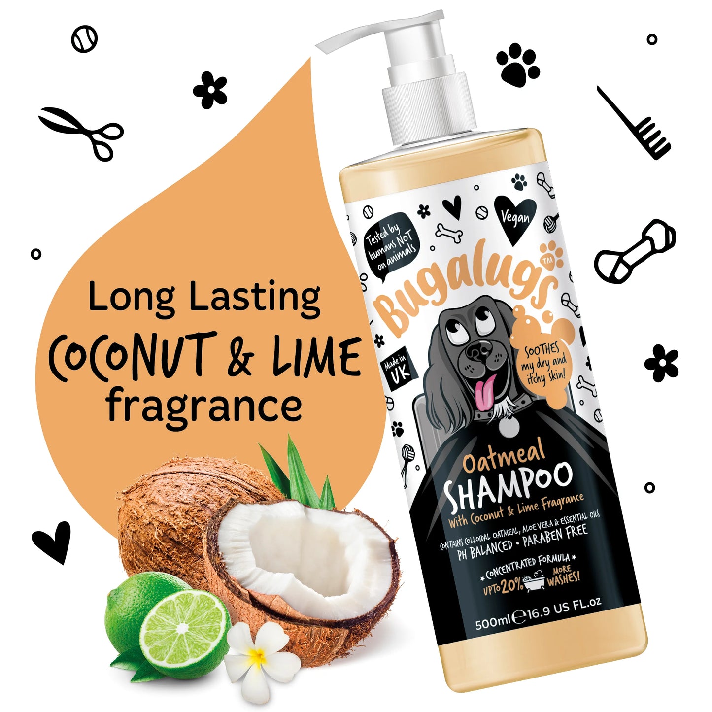 Bugalugs Oatmeal Dog Shampoo 500ml