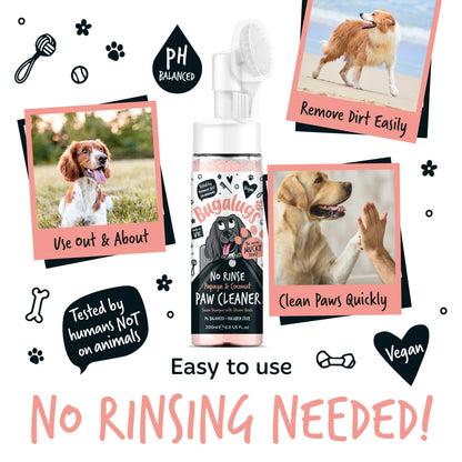 Bugalugs No Rinse Paw Cleaner Foam Shampoo 200ml - Papaya & Coconut