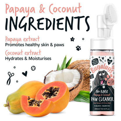 Bugalugs No Rinse Paw Cleaner Foam Shampoo 200ml - Papaya & Coconut