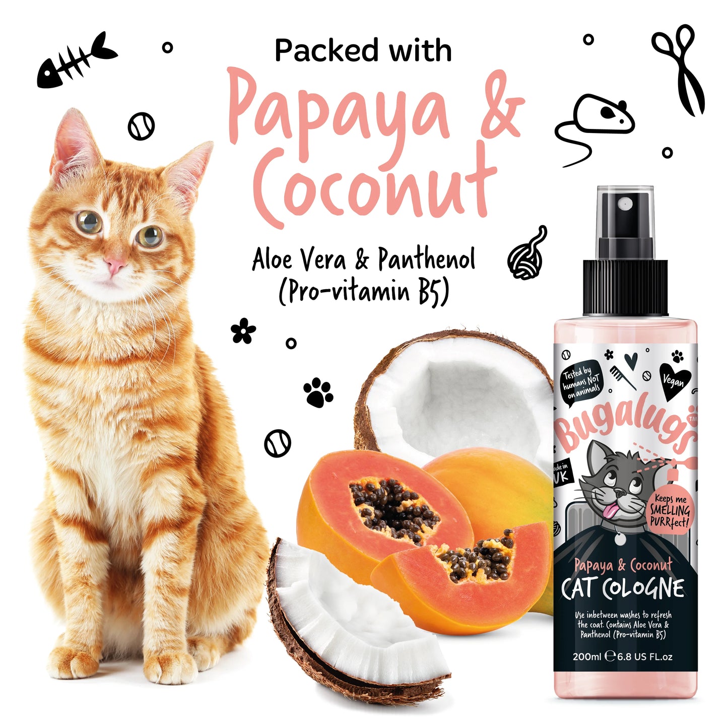 Bugalugs Papaya & Coconut Cat Cologne 200ml