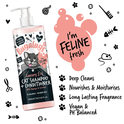 Bugalugs 2 in 1 Papaya & Coconut Cat Shampoo 500ml