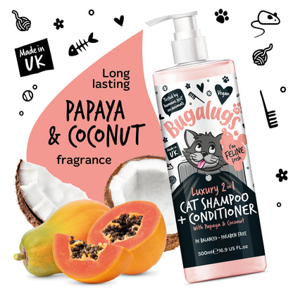 Bugalugs 2 in 1 Papaya & Coconut Cat Shampoo 500ml