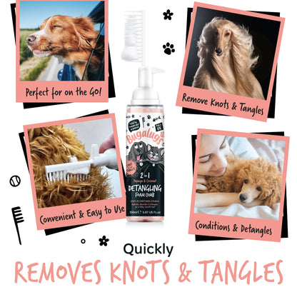 Bugalugs 2 in 1 Detangling Foam Comb For Dogs & Cats 200ml (Papaya & Coconut)