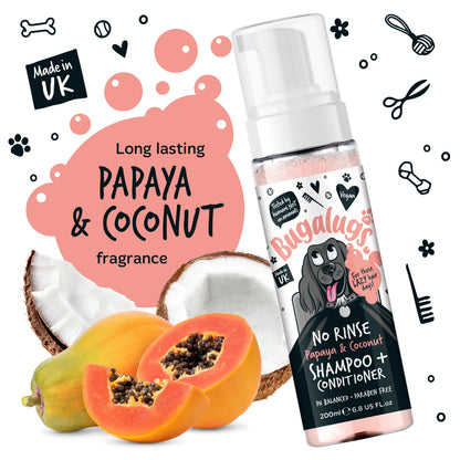 Bugalugs No Rinse Shampoo & Conditioner Papaya & Coconut 200ml