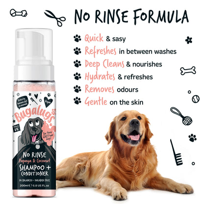 Bugalugs No Rinse Shampoo & Conditioner Papaya & Coconut 200ml