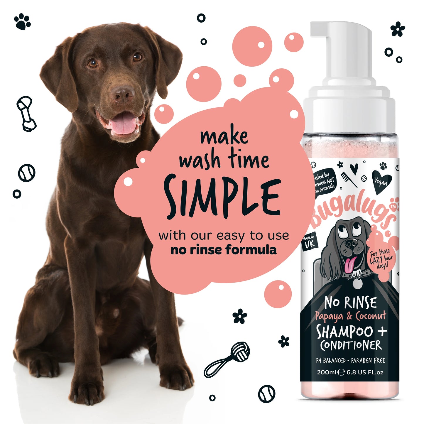Bugalugs No Rinse Shampoo & Conditioner Papaya & Coconut 200ml