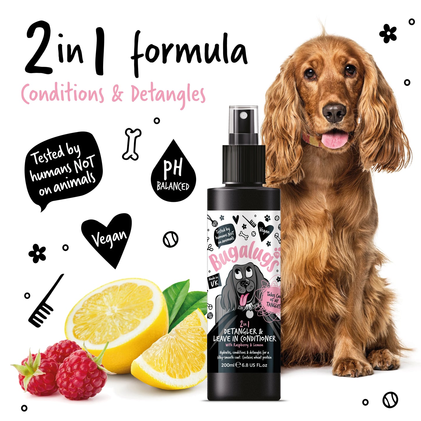 Bugalugs Detangling & Conditioning Spray 200ml (Raspberry & Lemon)