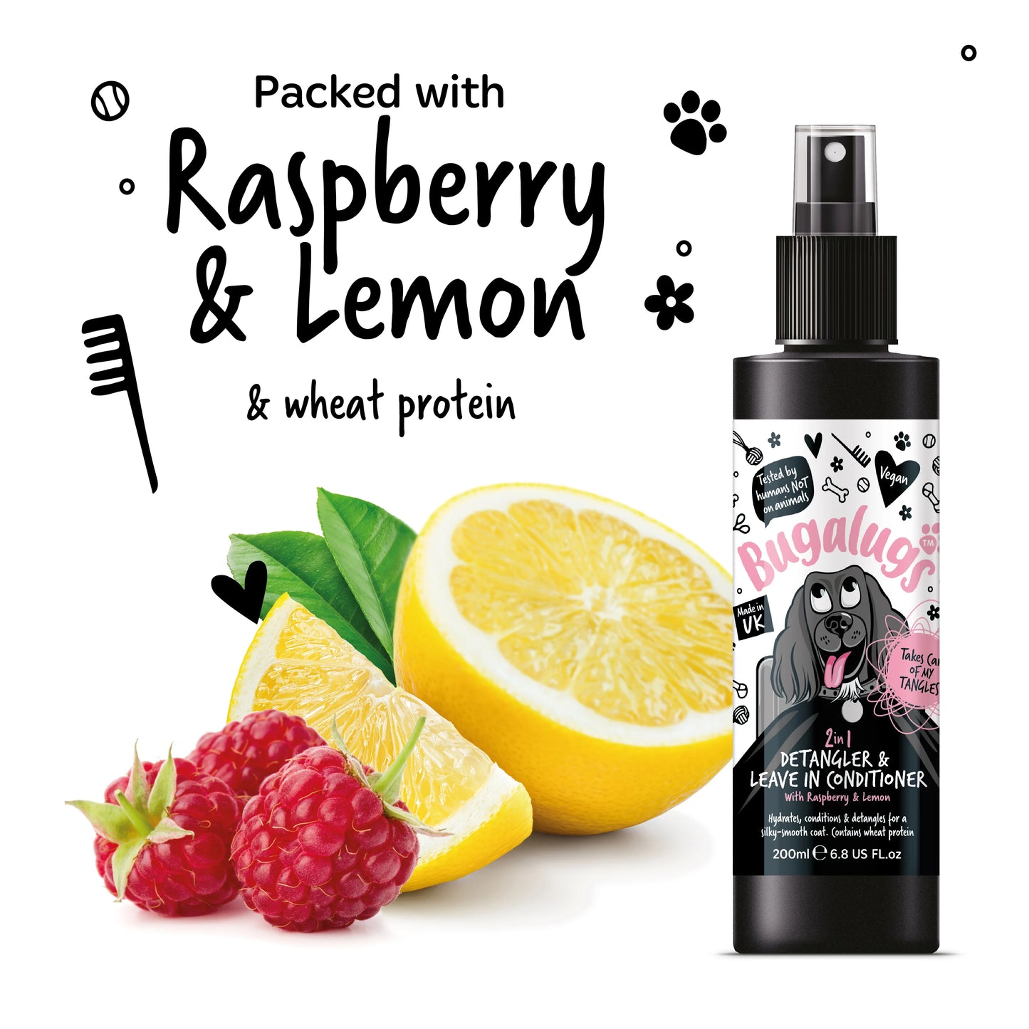 Bugalugs Detangling & Conditioning Spray 200ml (Raspberry & Lemon)