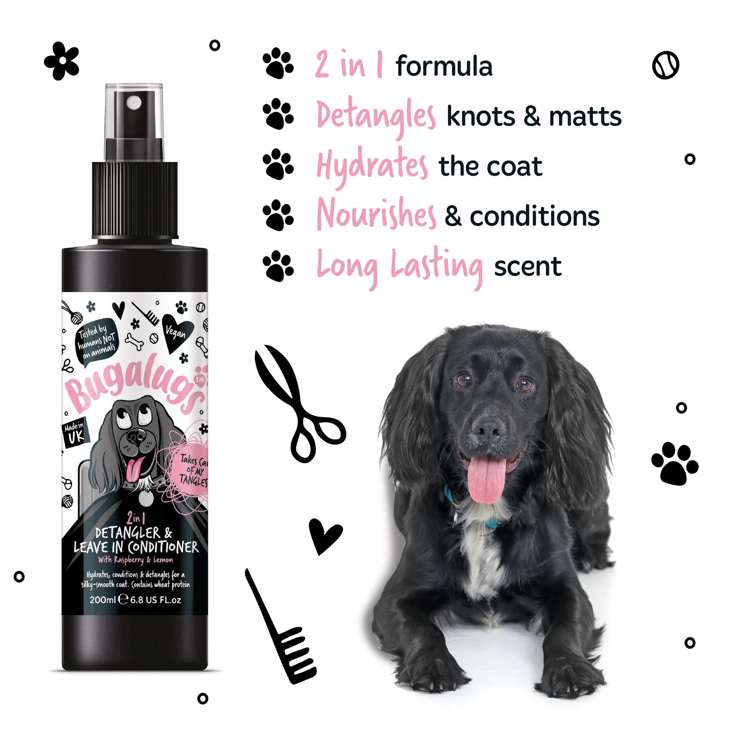 Bugalugs Detangling & Conditioning Spray 200ml (Raspberry & Lemon)