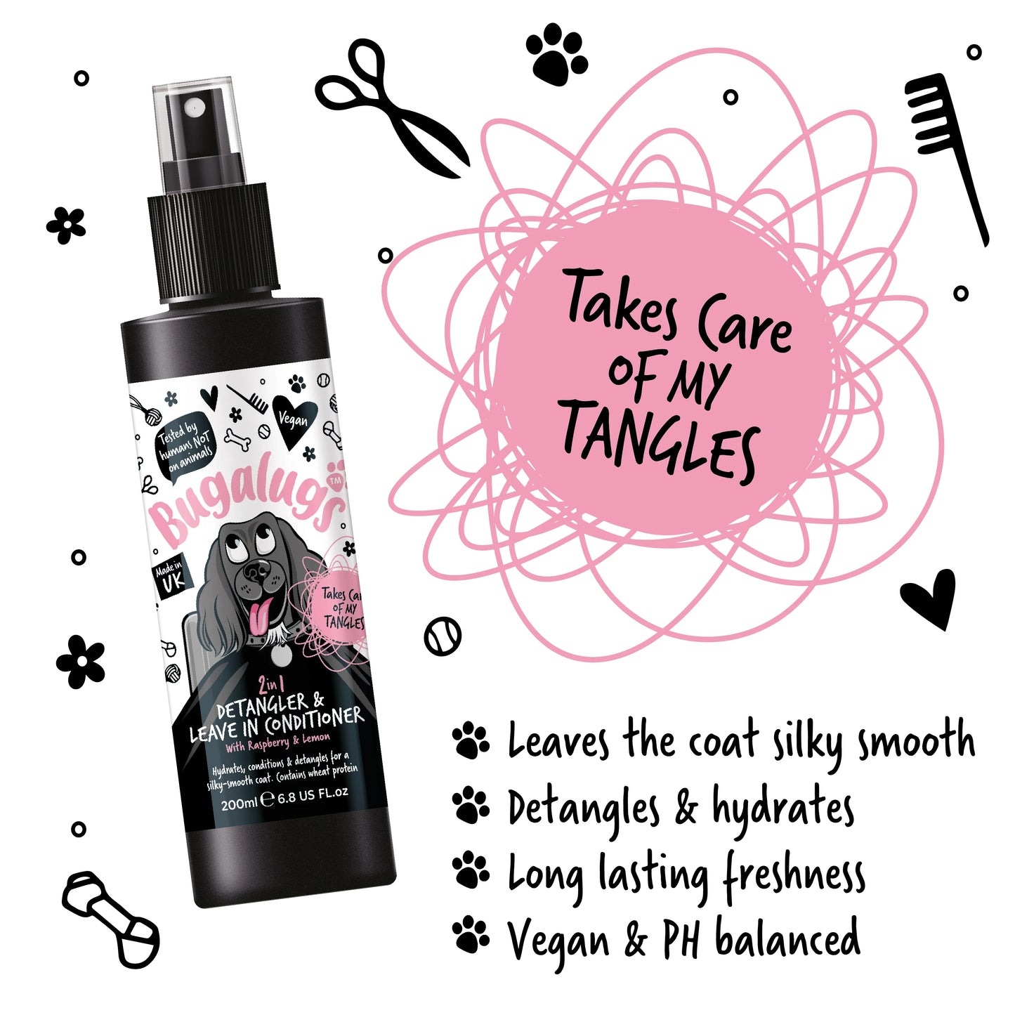 Bugalugs Detangling & Conditioning Spray 200ml (Raspberry & Lemon)