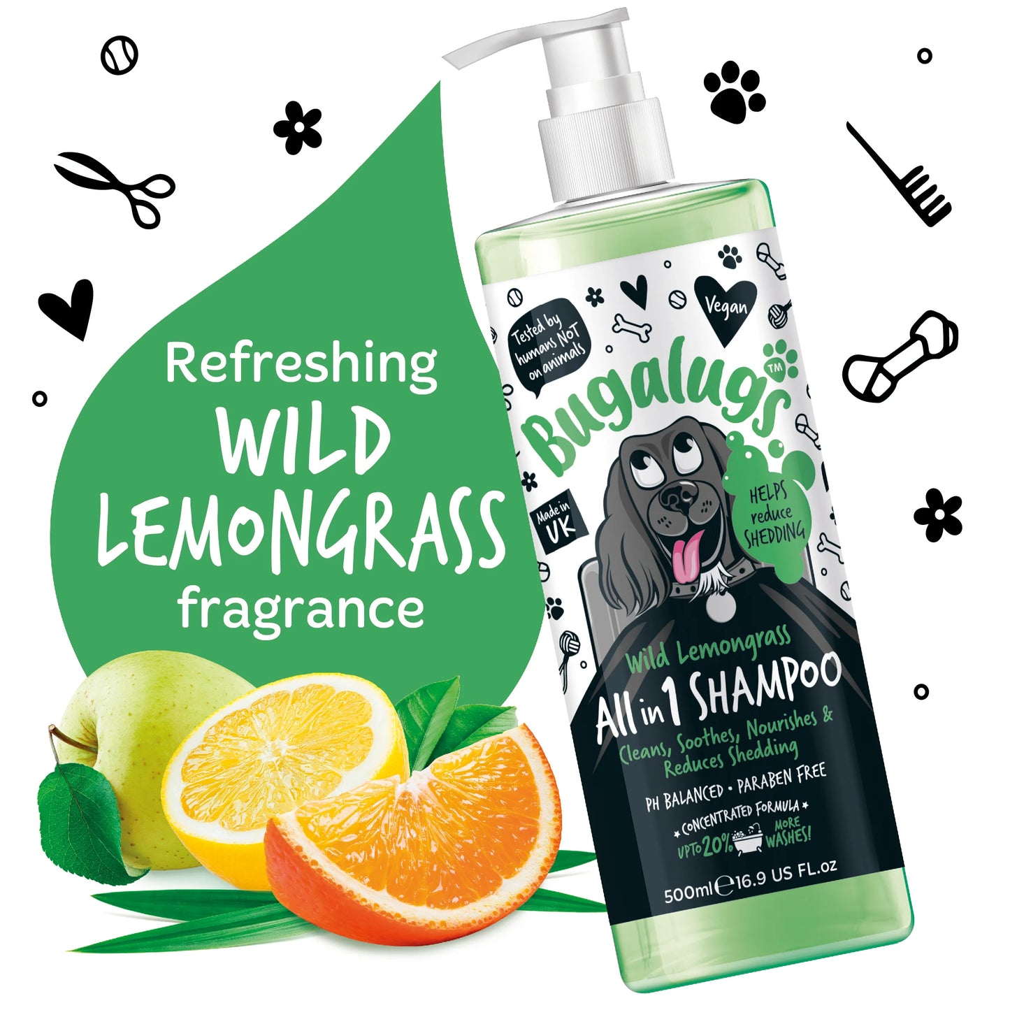 Bugalugs All in 1 (Wild Lemongrass) Dog Shampoo 500ml