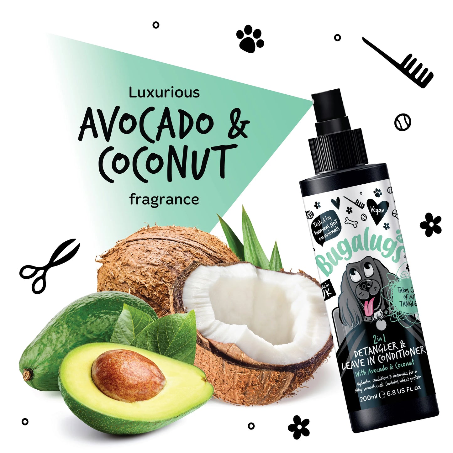 Bugalugs Tangle Tame Detangling & Conditioning Spray 200ml (Avocado & Coconut)