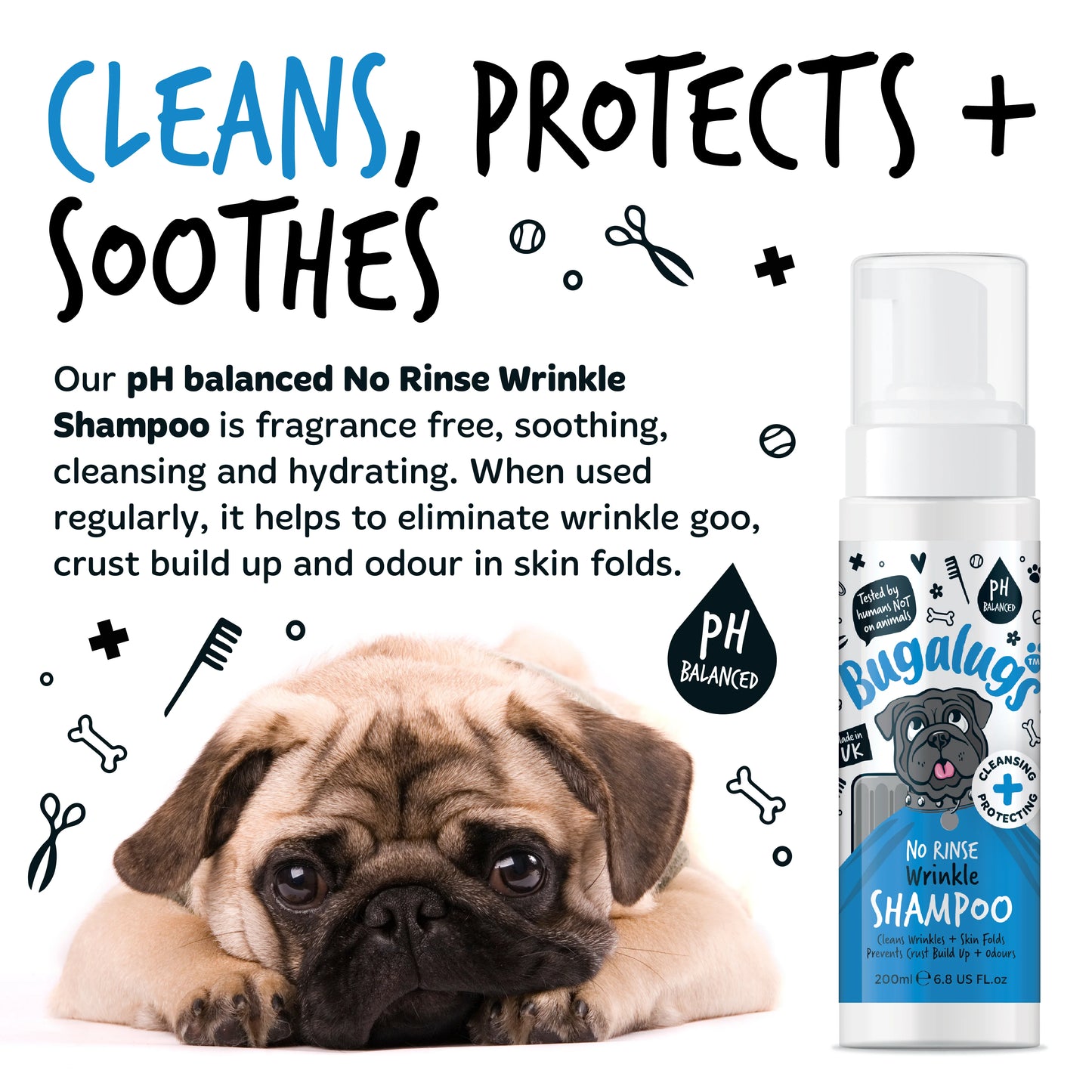 Bugalugs Wrinkle No Rinse Shampoo 200ml