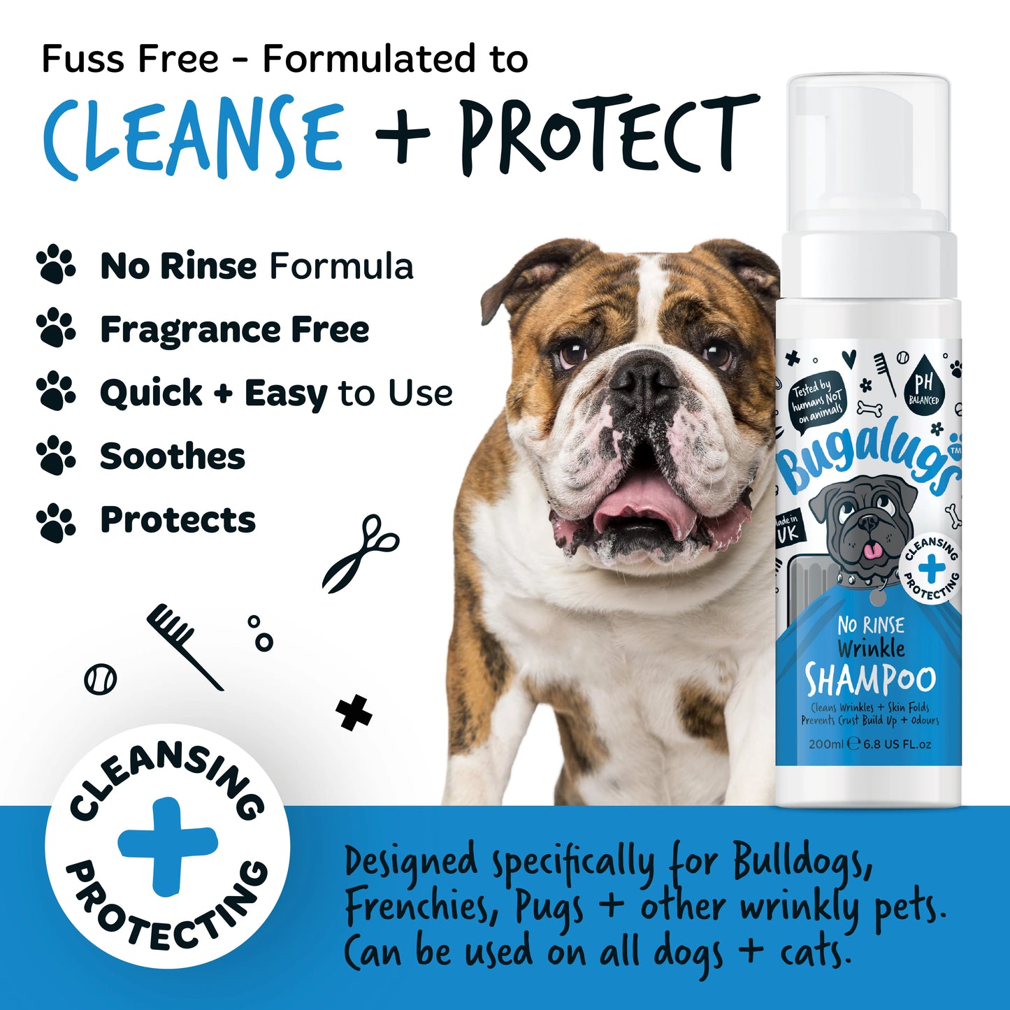 Bugalugs Wrinkle No Rinse Shampoo 200ml