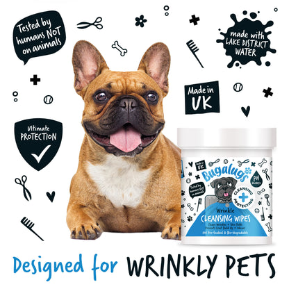Bugalugs Wrinkle Pet Wipes (100 pre soaked Bio-Degradable Wipes)
