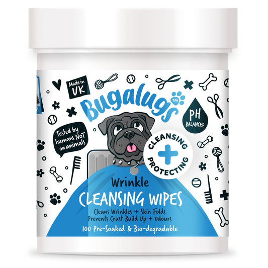 Bugalugs Wrinkle Pet Wipes (100 pre soaked Bio-Degradable Wipes)