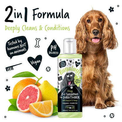 Bugalugs Zingy 2 in 1 Dog Shampoo & Conditioner 250ml