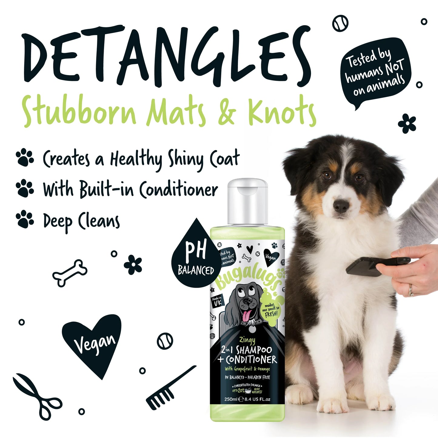 Bugalugs Zingy 2 in 1 Dog Shampoo & Conditioner 250ml