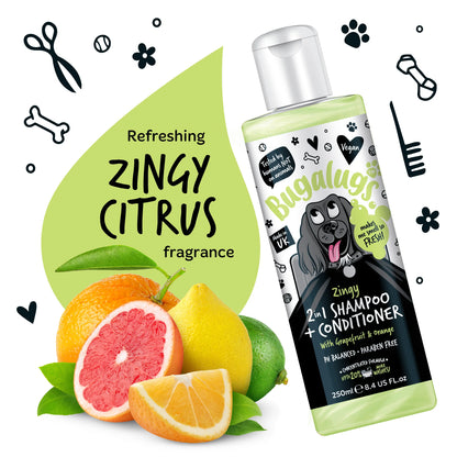 Bugalugs Zingy 2 in 1 Dog Shampoo & Conditioner 250ml