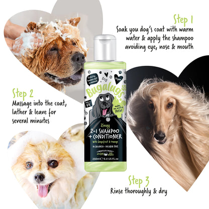 Bugalugs Zingy 2 in 1 Dog Shampoo & Conditioner 250ml