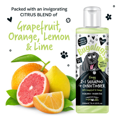 Bugalugs Zingy 2 in 1 Dog Shampoo & Conditioner 250ml
