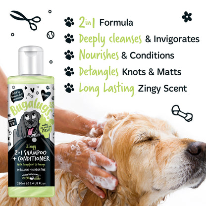 Bugalugs Zingy 2 in 1 Dog Shampoo & Conditioner 250ml