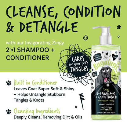 Bugalugs Zingy 2 in 1 Dog Shampoo & Conditioner 500ml