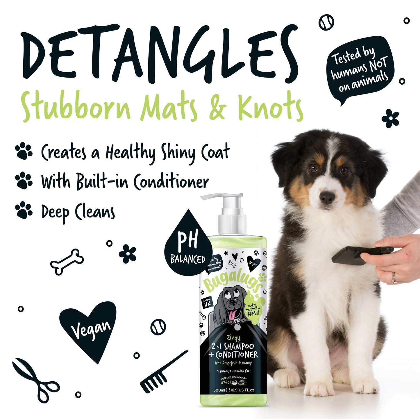 Bugalugs Zingy 2 in 1 Dog Shampoo & Conditioner 500ml