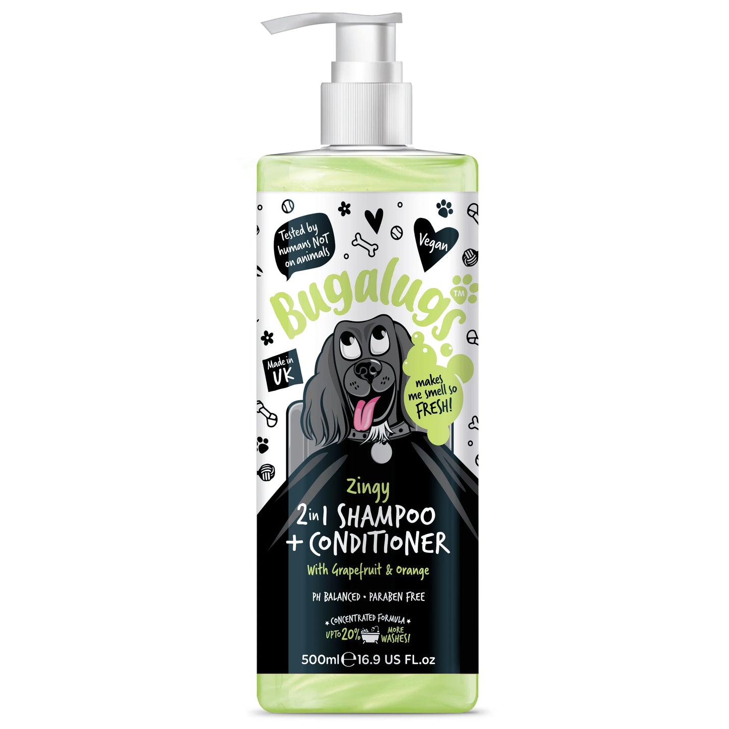 Bugalugs Zingy 2 in 1 Dog Shampoo & Conditioner 500ml
