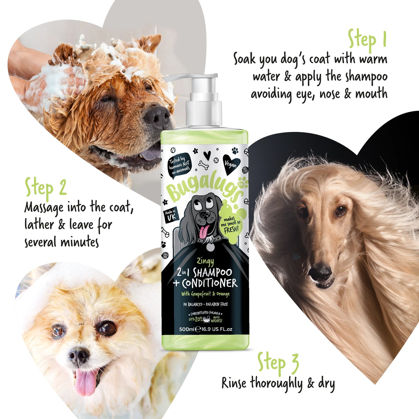 Bugalugs Zingy 2 in 1 Dog Shampoo & Conditioner 500ml