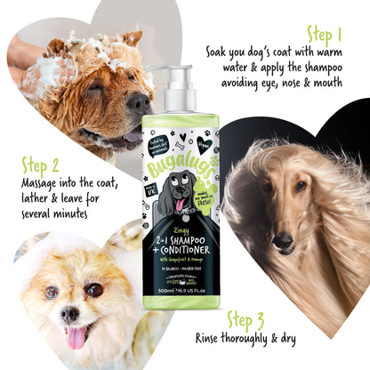 Bugalugs Zingy 2 in 1 Dog Shampoo & Conditioner 500ml