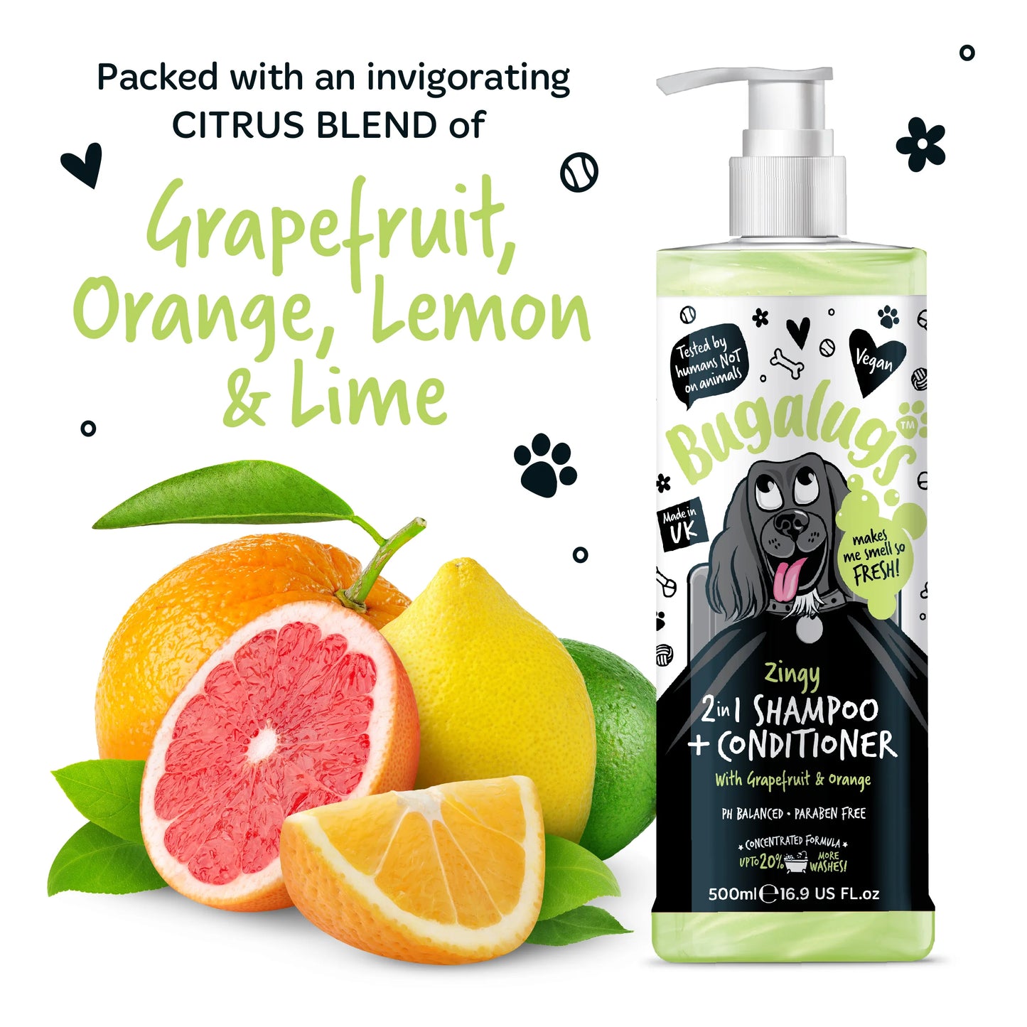 Bugalugs Zingy 2 in 1 Dog Shampoo & Conditioner 500ml
