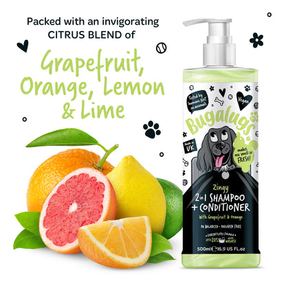 Bugalugs Zingy 2 in 1 Dog Shampoo & Conditioner 500ml