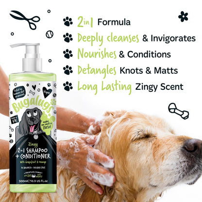 Bugalugs Zingy 2 in 1 Dog Shampoo & Conditioner 500ml
