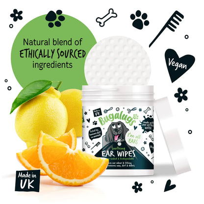 Bugalugs Soothing Ear Wipes (100 pre soaked Bio-Degradable Wipes)