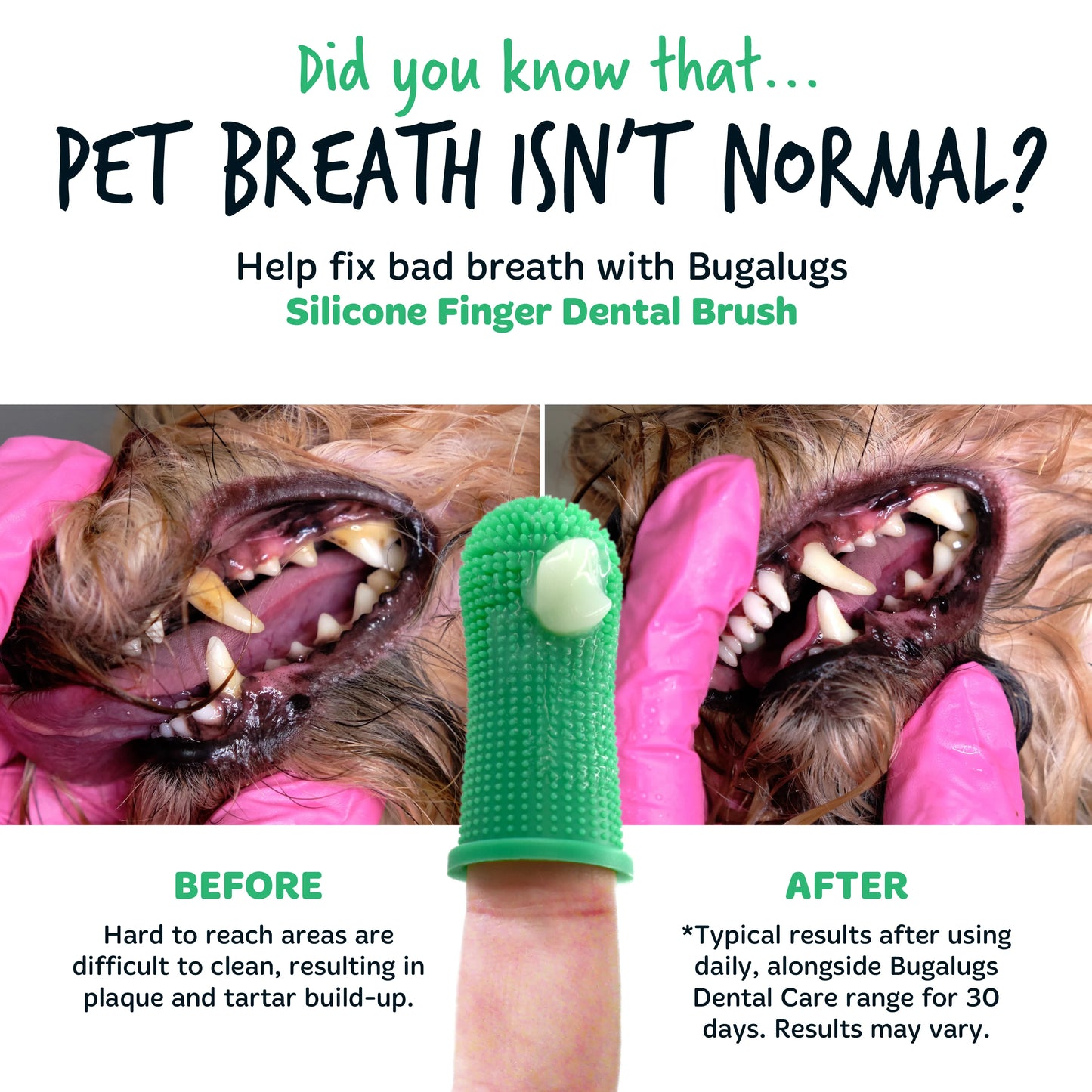 Bugalugs Silicone Finger Pet Toothbrush For Dogs & Cats