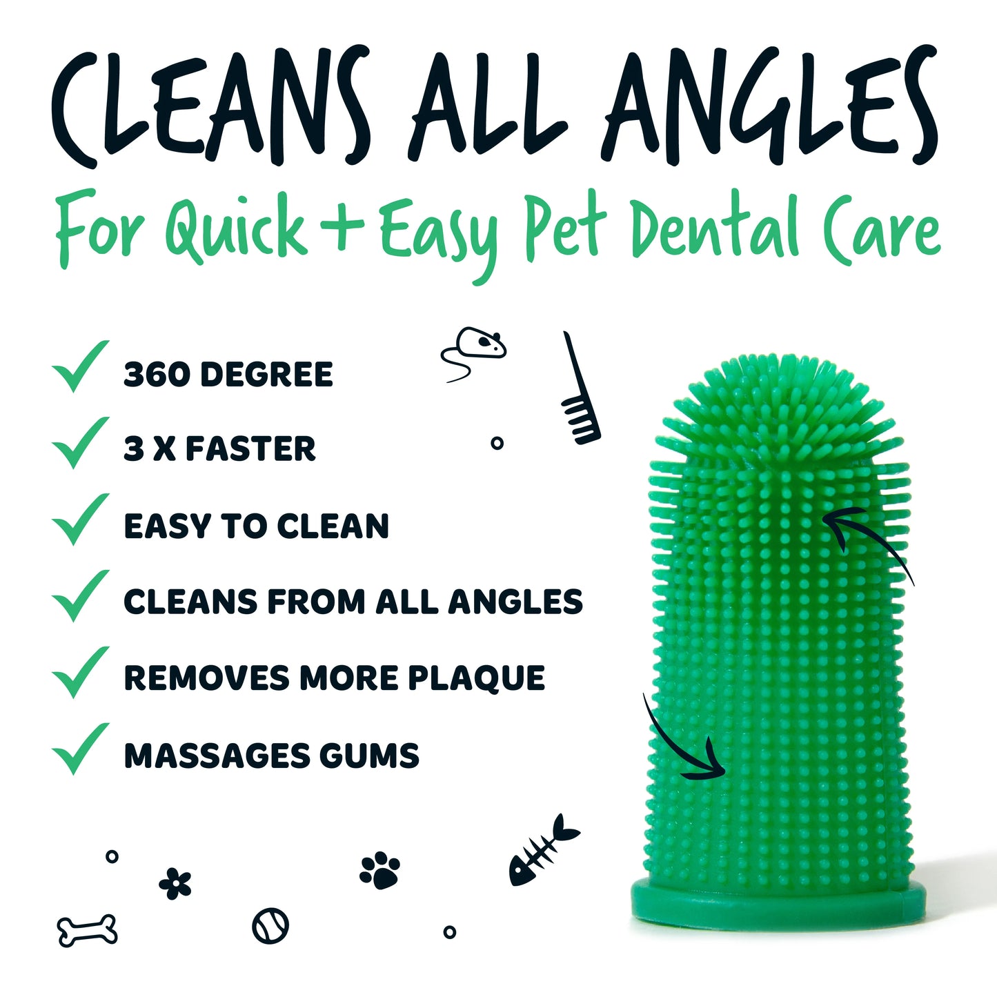 Bugalugs Silicone Finger Pet Toothbrush For Dogs & Cats